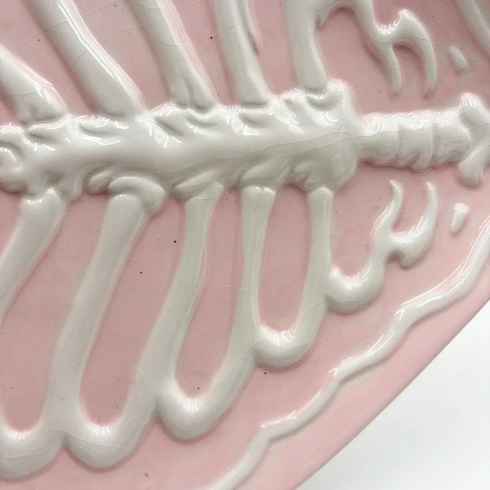 Pink Heart Rib Cage Ceramic Tray Skeleton Bone Anatomical Decor Halloween